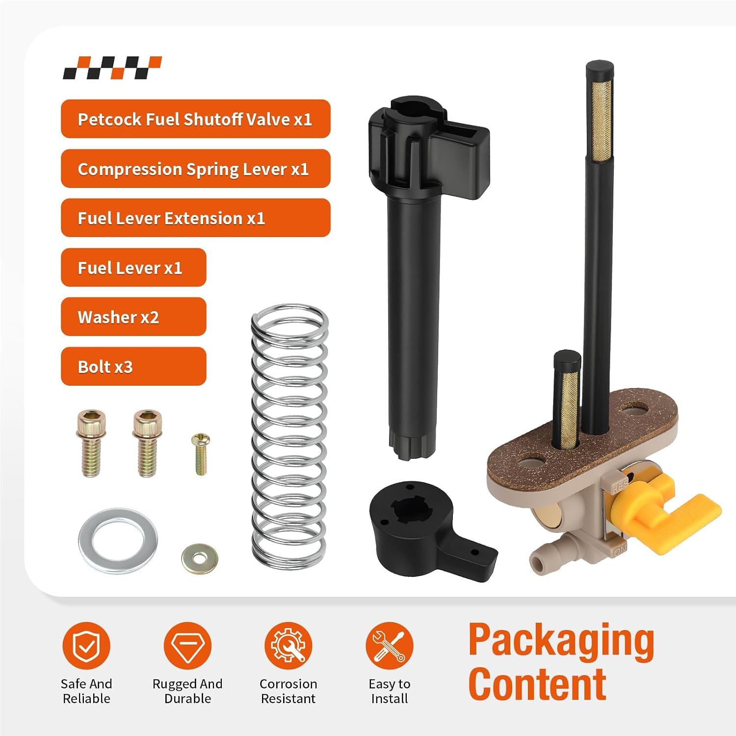 Petcock Fuel Shutoff Valve + Lever Extension W/Spring Kit For Polaris Magnum Big Boss Scrambler 425 500 1995-2001 7052190 7051014