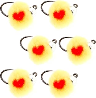 The Fly Fishing Place Tungsten Bead Barbless Euro Jig Oregon Cheese Egg Czech Nymph Flies, Size 14, 6-Pack