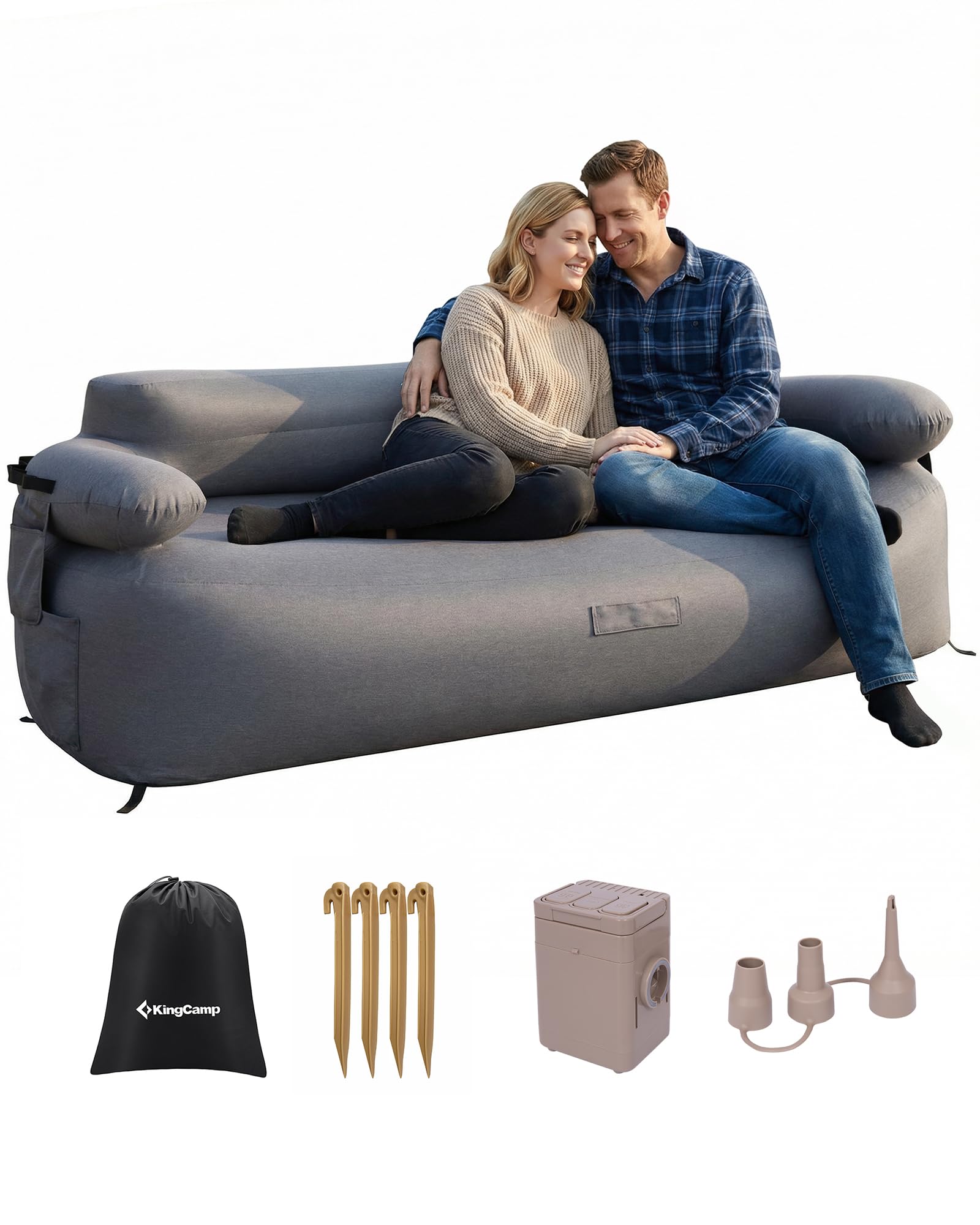 エアソファ　kingcamp Amazon.com : KingCamp Double Camping Inflatable Couch with Built
