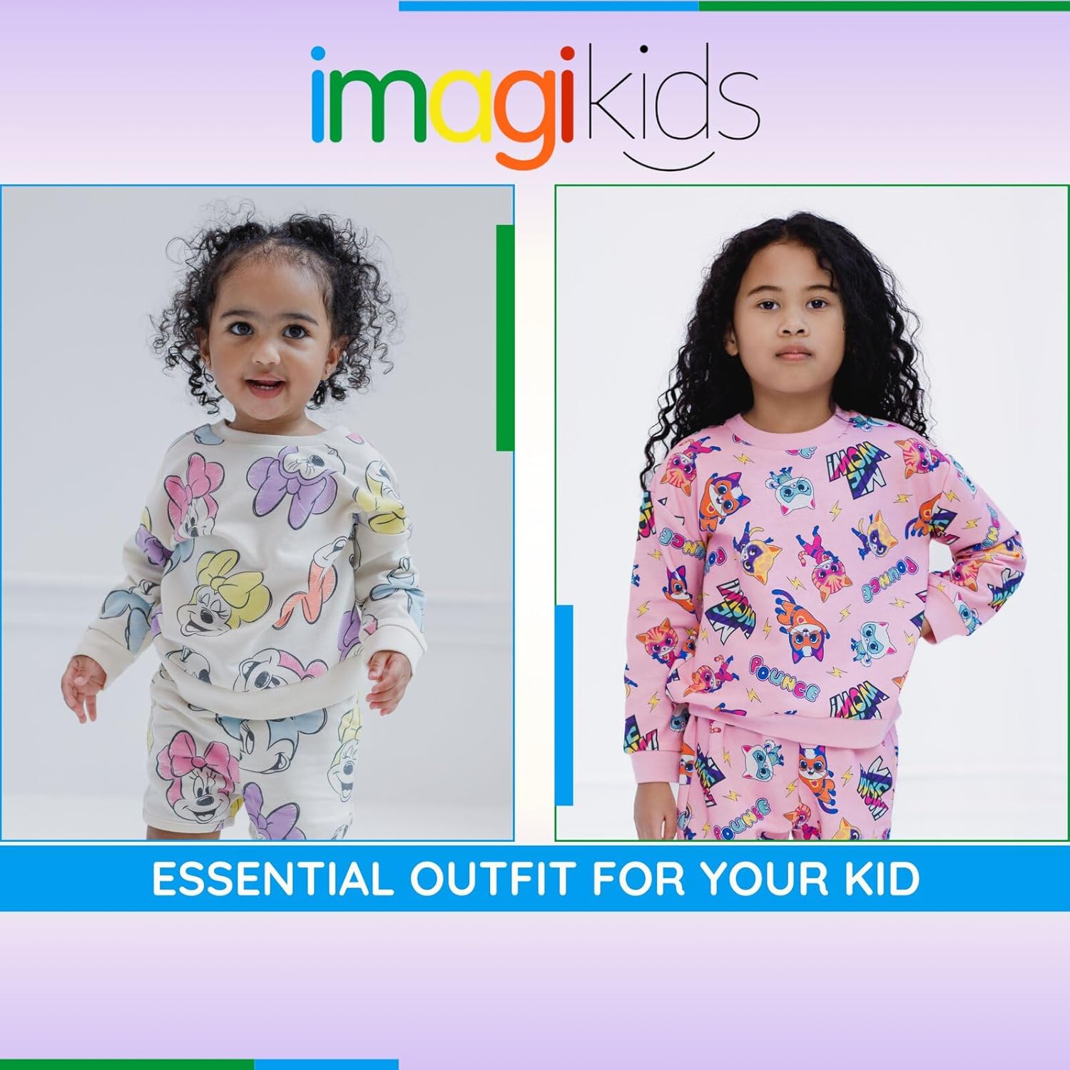 Disney Junior French Terry Sweatshirt and Shorts Outfit Set Infant to Big Kid Sizes (12 Months - 10-12)
