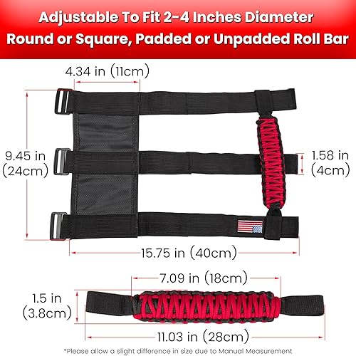 Vista 122 de 4 asas de agarre para Jeep Wrangler JK JKU JL JLU TJ YJ Sports Sahara Freedom Rubicon Unlimited Gladiator JT 1955-2023 UTV ATV Premium 550 Paracord