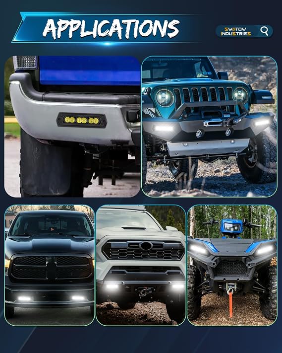 Flush Mount Pod Lights 7 Inch, SWATOW INDUSTRIES 60W CREE LED Light Bar 7 Flush Mount Reverse Lights Offroad Light Spot LED Pods Backup Light for Truck Pickup SUV UTV ATV Side by Side