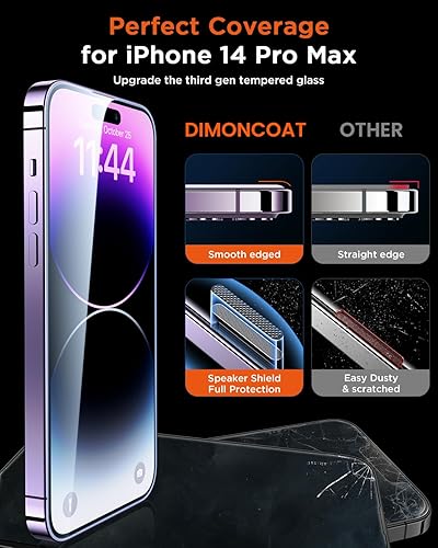 Miniatura 7 de DIMONCOAT Paquete de 4 Kit de alineación automática Protector de pantalla de privacidad compatible con iPhone 14 Pro Max de 6.7 pulgadas protección