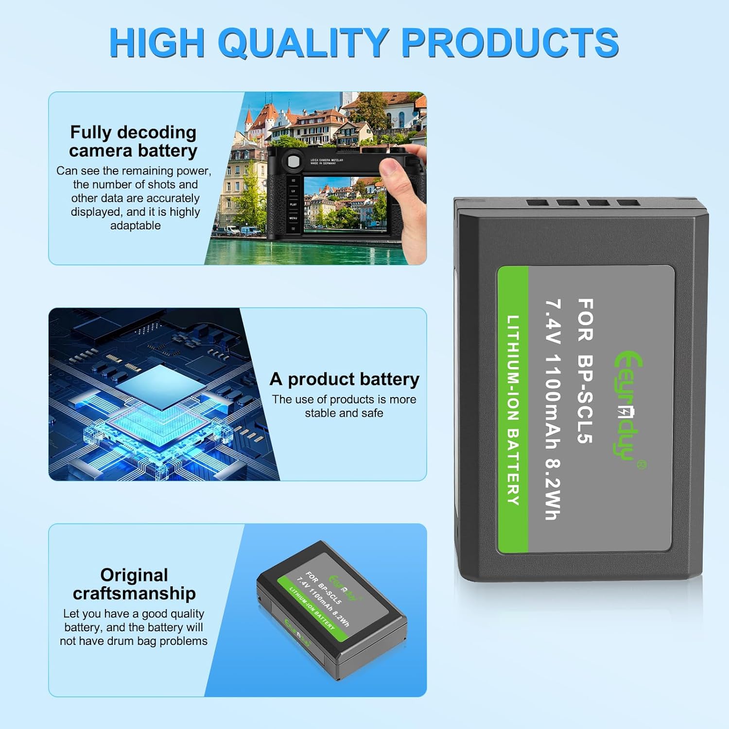 Digital BP-SCL5 Battery Compatible with Leica M10 M10R M10-P 1100mAh/7.4V (BP-SCL5)