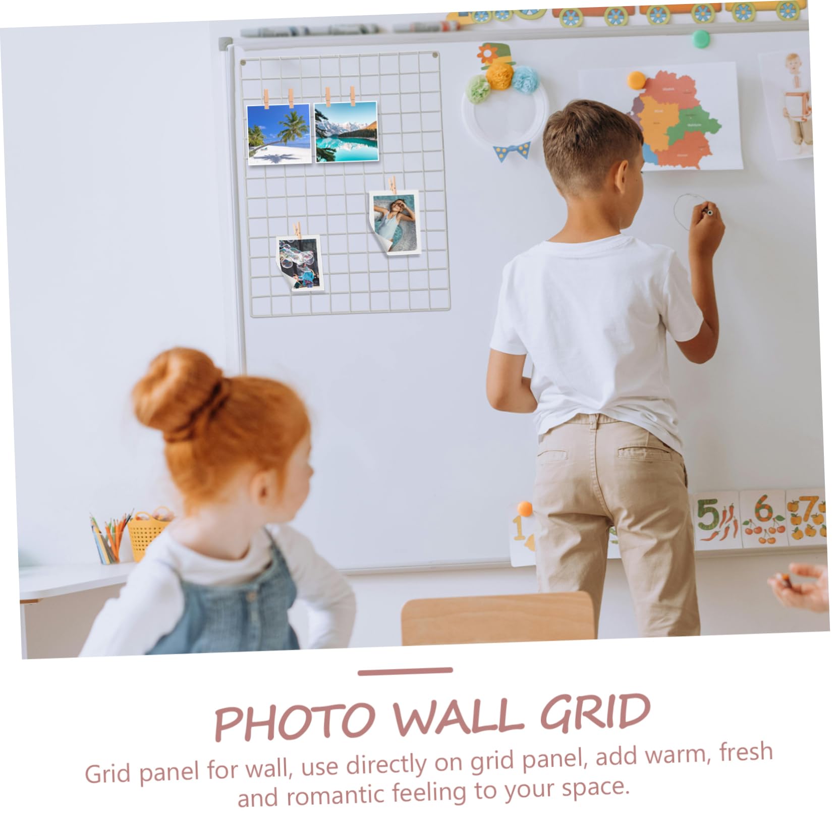 EXAOMBLE Panel de Rejilla Metálica para Colgar Fotos Pared de Hierro Espacio Extra de Almacenamiento Resistente al Desgaste para Decoración Práctica Hogar