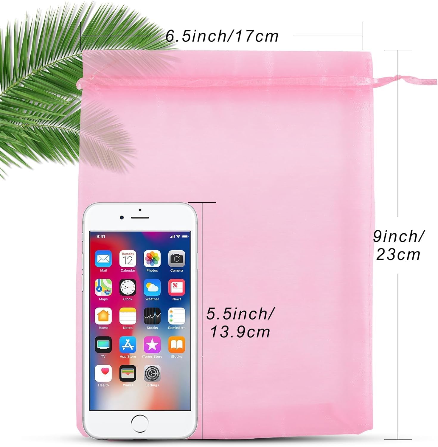 ANZNKU 50 Pack Sheer Organza Bags 6x9 inches, Mesh Drawstring Bags, Mesh Bag for Gifts Large Organza Favor Bag Drawstring for Party Wedding Valentine Gift(Pink) - Image 2