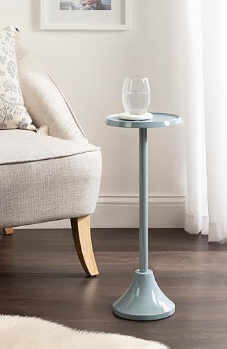 Miniatura 43 de Kate and Laurel Sanzo - Mesa moderna de pedestal para bebidas; 9 x 9 x 23; latón antiguo y negro; mesa auxiliar decorativa con mesa martillada para