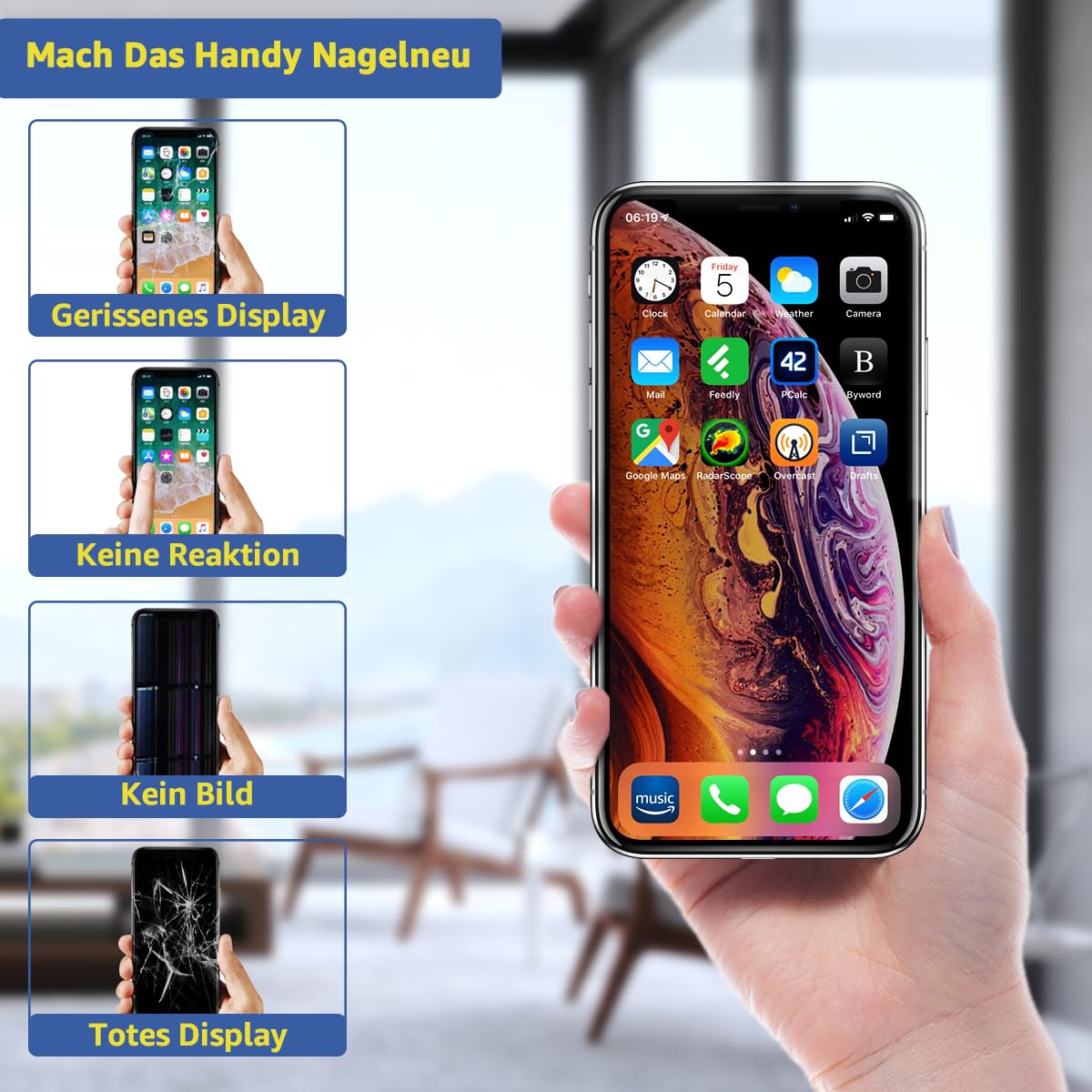 Yodoit Display für iPhone 11 LCD Bildschirm Ersatz 6,1 Zoll 3D Touch Digitizer Montage Glas Touchscreen Ersatz mit Reparatursatz, Kompatibel für Modell A2111, A2223, A2221