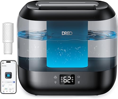 Dreo Humidificadores para dormitorio, humidificador inteligente de niebla fría de 4 litros con difusor de aceite, cartucho, luz nocturna, tiempo de