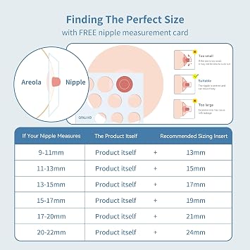 10PCS Flange Inserts for Breast Pump 13/15/17/19/21mm, Compatible with Momcozy/KISSBOBO/Medela/Nuliie/Bellababy/ANWIKE Electric Breast Pumps, Nipple Ruler&Cleaning Brush 24mm Flange/Shield, BPA-Free
