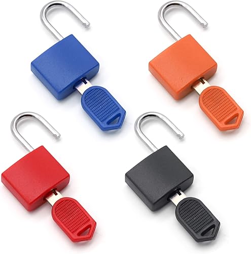 Miniatura 5 de Paquete de 8 candados, candado pequeño con llave para el bloqueo de equipaje, mochila, cerradura de casillero de gimnasio, cerradura de maleta,