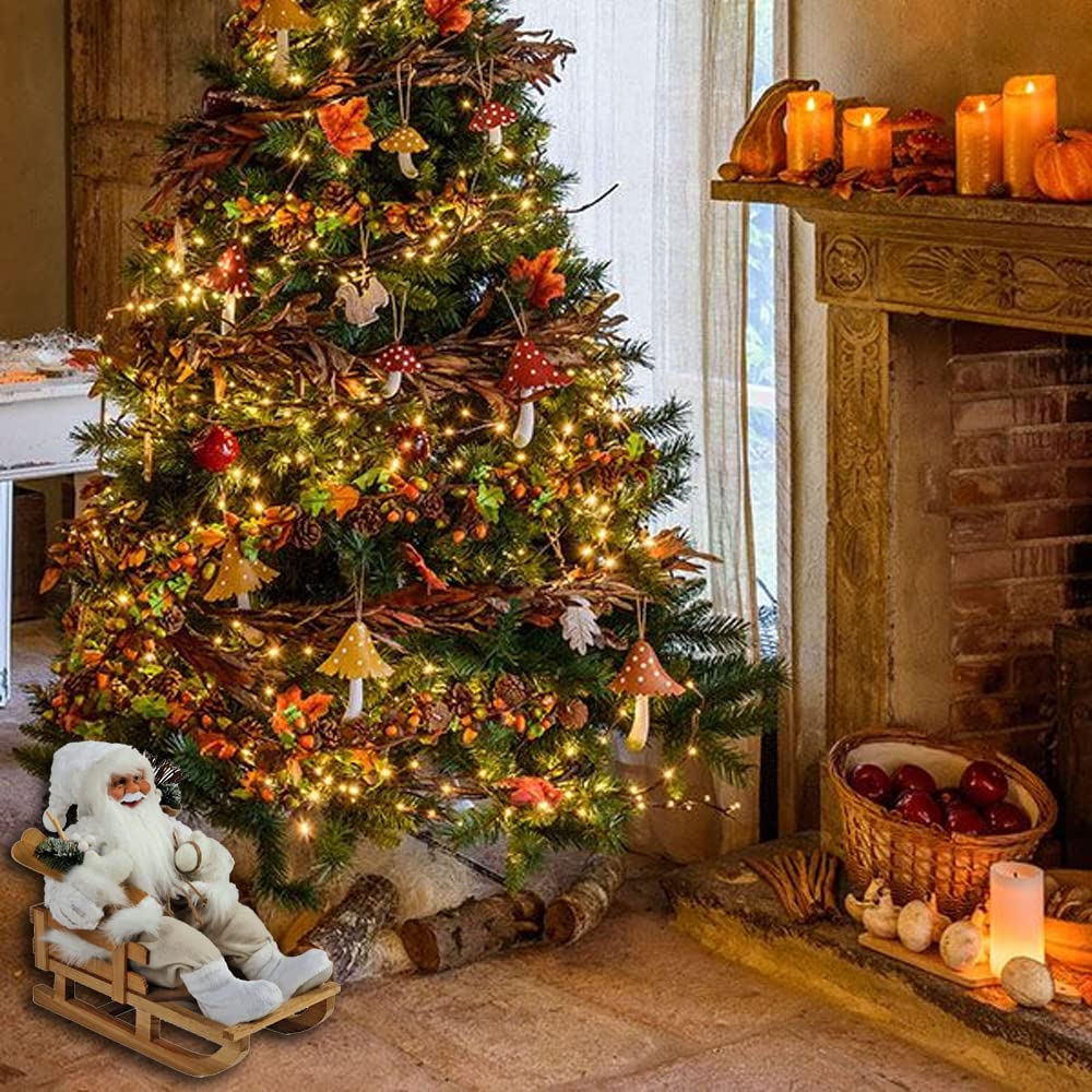 Statuina Babbo Natale in slitta Bianco 35cm. Idea Regalo Natale Addobbi Natalizi Ornamenti Casa Ufficio Soggiorno Albero Presepe Christmas 2022 Buone Feste Buon Natale Festivià Ghirlande Luci