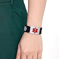 Vista 6 de Pulsera de alerta médica personalizada para mujeres y hombres, pulseras de identificación médica deportiva de silicona con grabado gratuito, pulsera