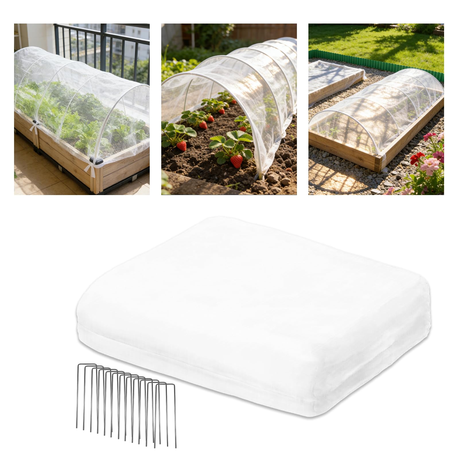 Yuaerbuo 3x6m Garden Insect Netting Fine Mesh Vegetable Protection, Garden Mesh, Grass Seed Protector From Birds, Insect Netting Fine, Greenhouse Row Cover, with 12 Pegs