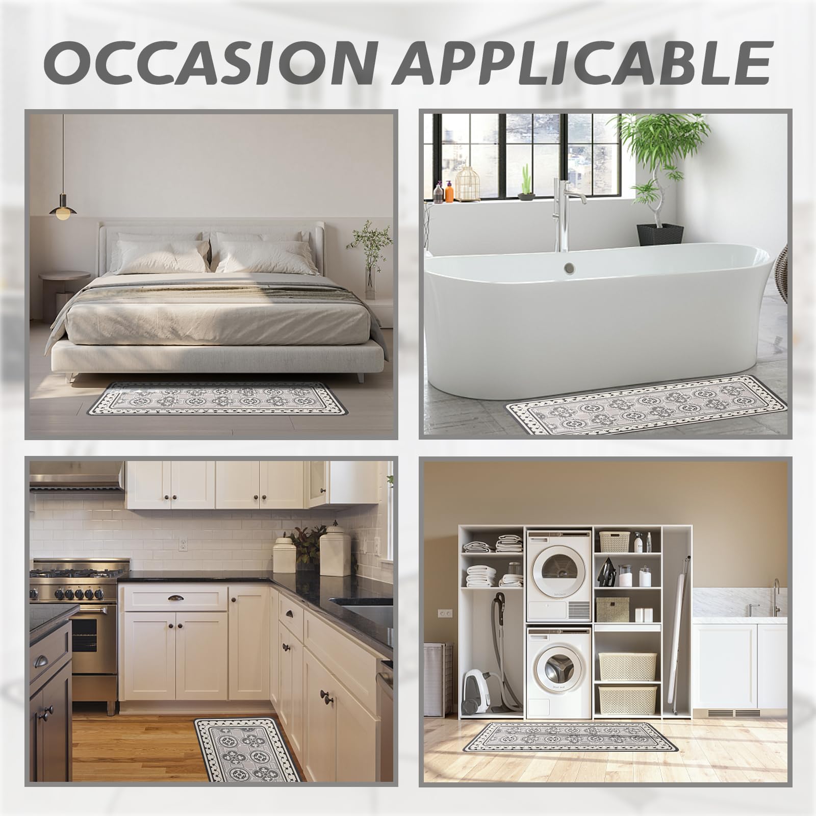 Ensemble de Tapis de Cuisine, Ensemble de Tapis de Cuisine Antidérapant de 2 Pièces, Tapis de Sol Lavable Super Absorbable avec Support en Caoutchouc, 43x75 + 43x120cm