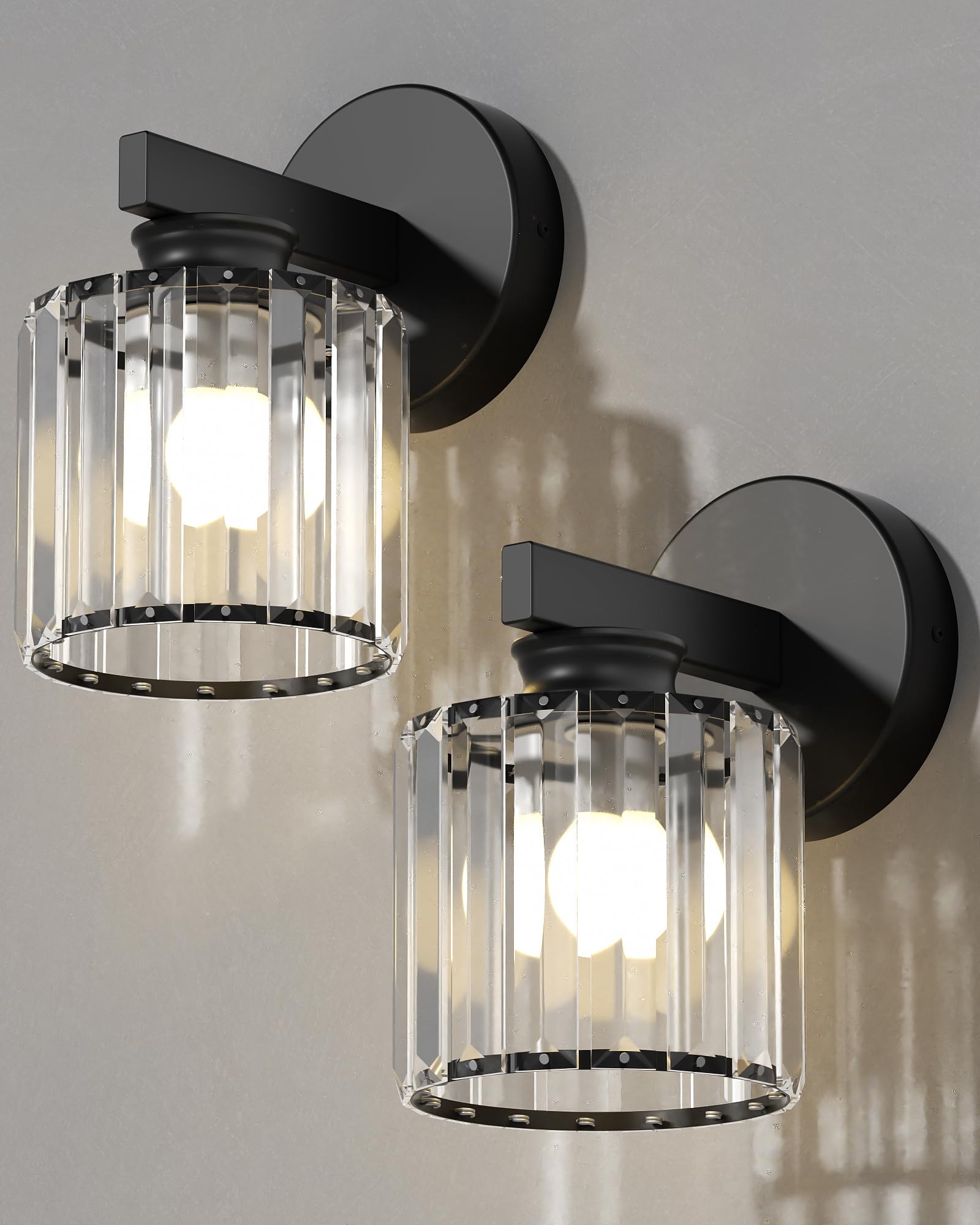 Crystal Wall Light Wall Sconces Set of 2, Hardwired Round Sconces Wall — image 1