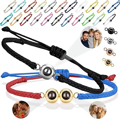 Custom Bracelets with Picture Inside, Photo Bracelet Personalized Projection Bracelet Customized Memory Gifts for Women, Men, Family, Couple, Dog for Anniversary, Birthday, Christmas