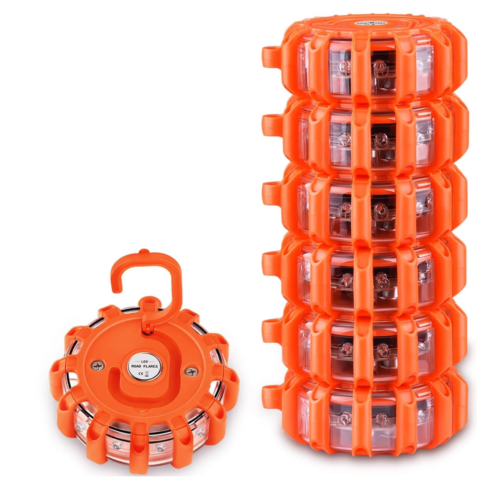 ALLOMN LED Road Flares, 6 Confezioni di Luci di Avvertimento Lampeggianti di Sicurezza con 9 Modalità di Flash Kit di Luci di Emergenza Stradali Impermeabili per Auto, Camion, Camper, Veicoli, Barche