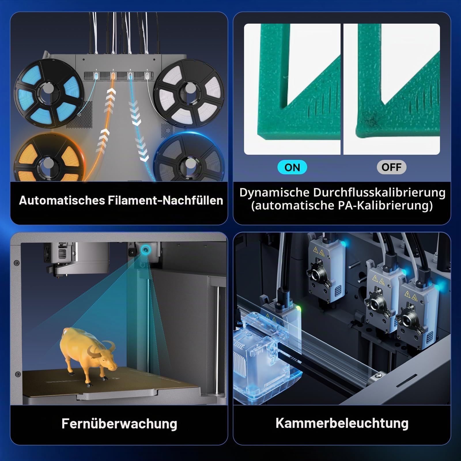Flashforge Creator 5 3D Drucker, 4 unabhängige Köpfe, Mehrfarbig