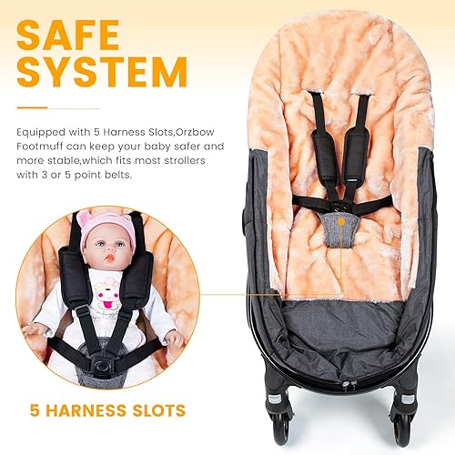 Miniatura 6 de Orzbow Bolsa de lana cálida universal, adecuada por debajo de 41.0 F, para Alaska, saco de dormir para cochecito clima frío, saco impermeable para