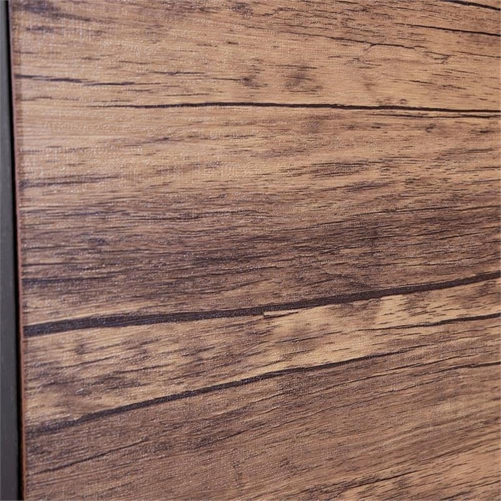 Bowery Hill Modern Steel Metal/Wood Twin Over Twin Bunk Bed, Black Finish, 66.5"H x 78.38"W x 41"D, Attached Ladder, Wood Panel Accents, Top Bunk Safety Railing, Durable Space-Saving Bed for Kids or