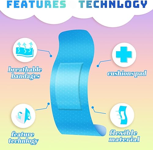 Miniatura 4 de Yinder 360 vendajes para niños, vendajes flexibles coloridos a granel, impermeables, transpirables, de neón, protegen cortes y rasguños para niños