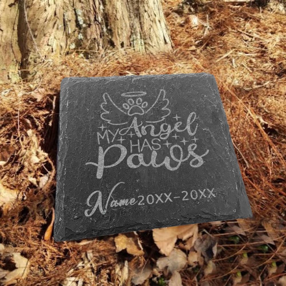 Placa Conmemorativa Cuadrada Personalizada,Piedra De Pizarra Para Perros,Gatos,Nombre De La Muerte Para Perros Personalizados,Regalos Personalizados Para La Pérdida De Mascotas,Lápida Sepulcral Para