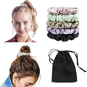 LILYSILK 100% Seide Haargummi Haare Ringe Damen Pferdeschwanz Halter Hairband Haarband aus Seide Verpackung MEHRWEG (Dünn 5er Pack) 5 Stück (1er Pack) Dünn-5er Pack
