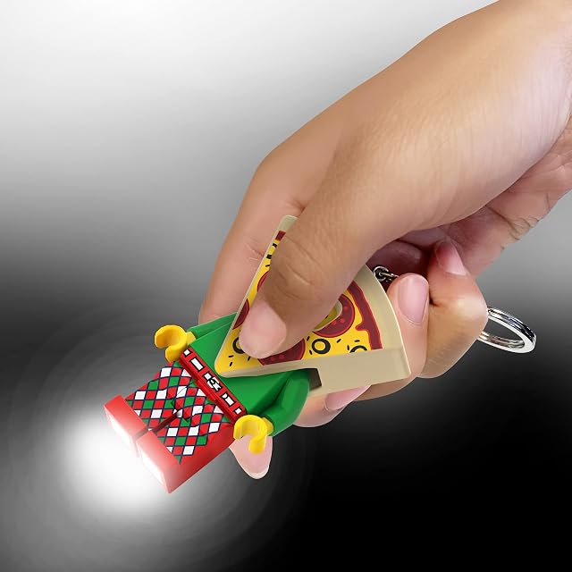 Foto 3 de 8 de Llavero LEGO Icónico chico pizzero Linterna LED Juguetes de regalo para niños