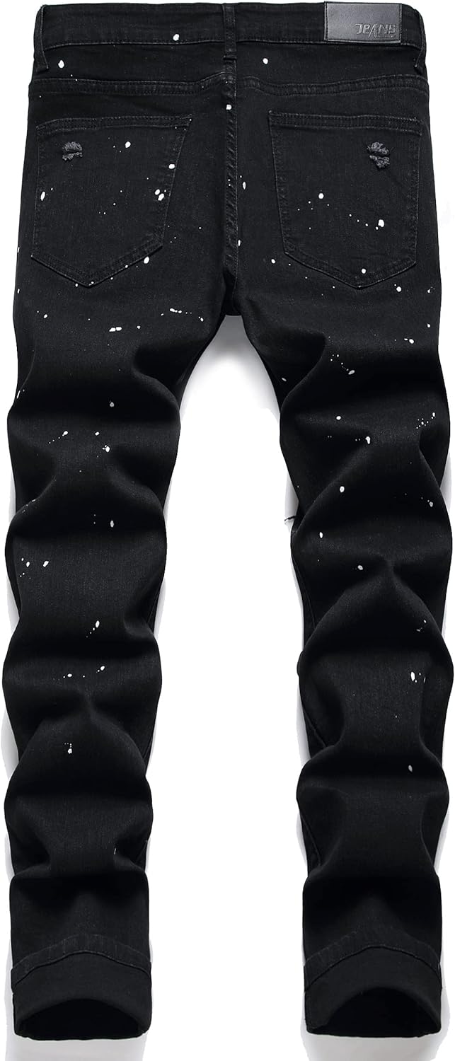 Men's Slim Fashion Ripped Straight Holes Stretchy Jeans - Image 3