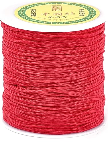 Pandahall - Cuerda de nailon de 120.29 yardas de 0.059in Kumihimo hilo de macramé trenzado chino para ventanas, persianas y rodillos (rojo)