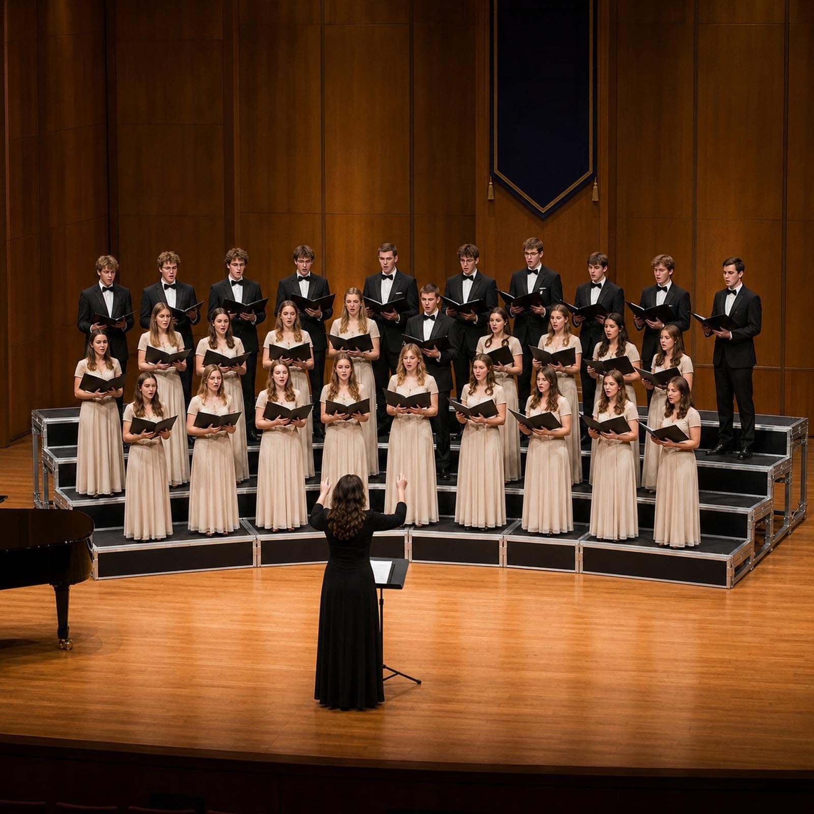 Pedana Portatile per Coro, Scalinata A 1/2 Livelli, Pedane per Coro Pieghevoli con Telaio Stabile, Alta Portata, Gradini Antiscivolo per Coro da Palco Concerto Teatro Aula Sala(all Red,1tier)