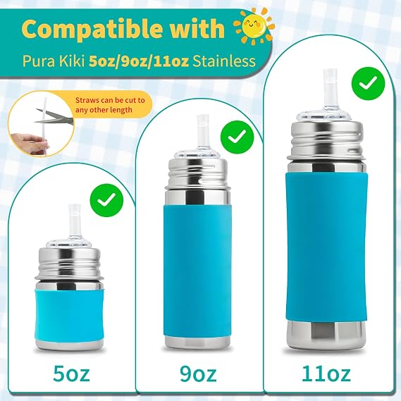 Straw Replacement Compatible With Pura Kiki, 4 Pack, Clear Food Grade Silicone, BPA Free Straw With Sip Guard Compatible With Pura Kiki Stainless Steel Sippy Cup