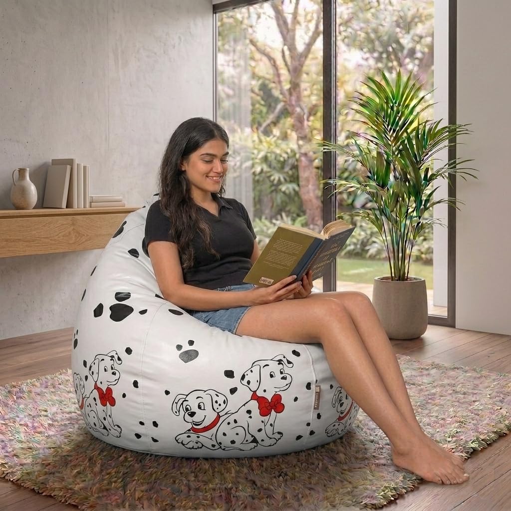 JUPITER Leatherette XXXL Bean Bag Cover Only (Without Filling) - DALMITION Beige-picture-31