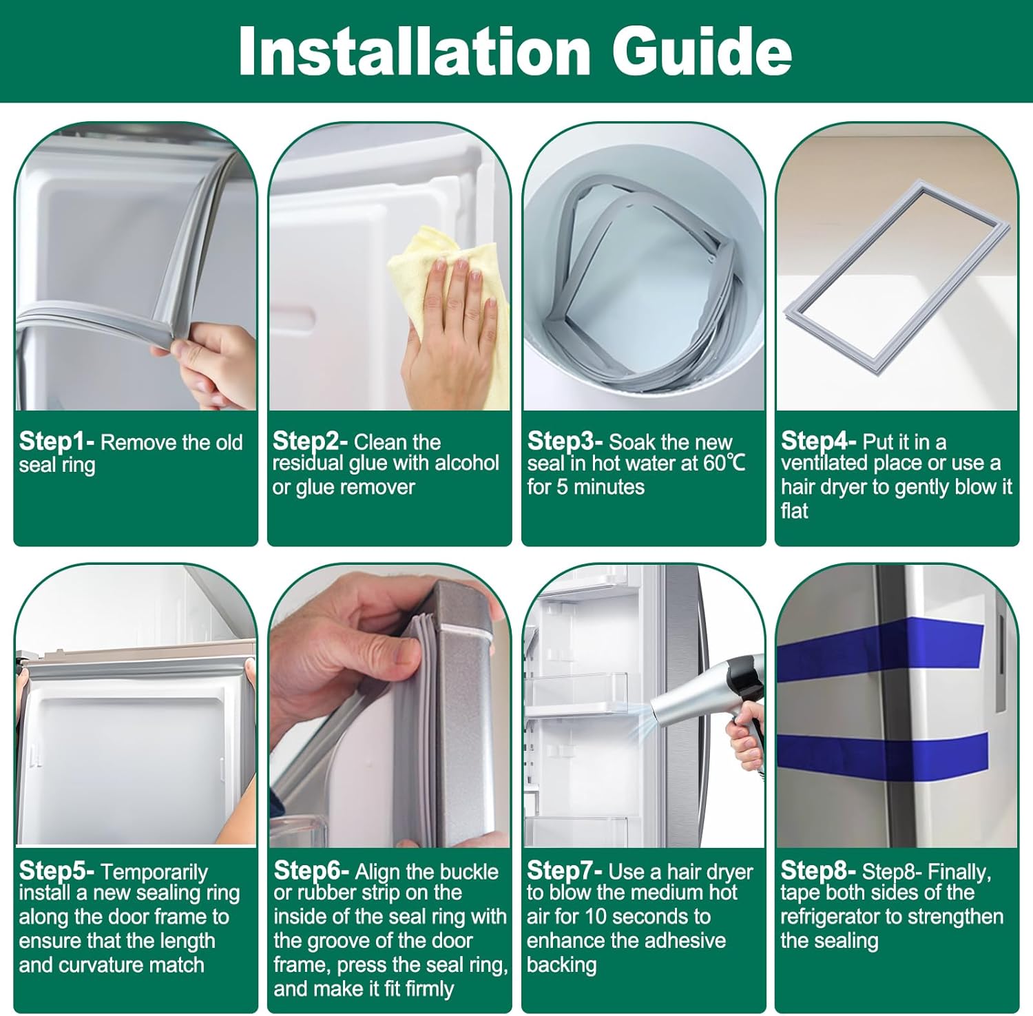 UPGRADED DA97-05253W Refrigerator Door Gasket Replacement Compatible with Samsung Refrigerator Parts Door Seal, Replaces RF28HFEDBWW RF28HFEDBSR RF28HFEDTWW RF323TEDBSR RF23HCEDTSR Freezer Door Gasket