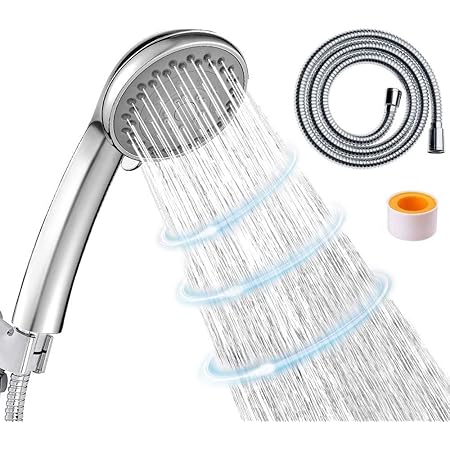 Shower Head,CUCM High Pressure 4 Spray Settings with Hose Adjustable Massage Spa Hand Held Showerhead with 1.5M Hose,Chrome