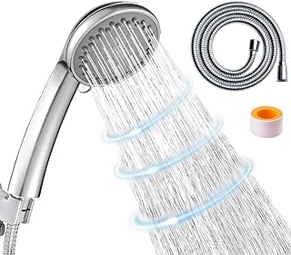 Shower Head,CUCM High Pressure 4 Spray Settings with Hose Adjustable Massage Spa Hand Held Showerhead with 1.5M Hose,Chrome