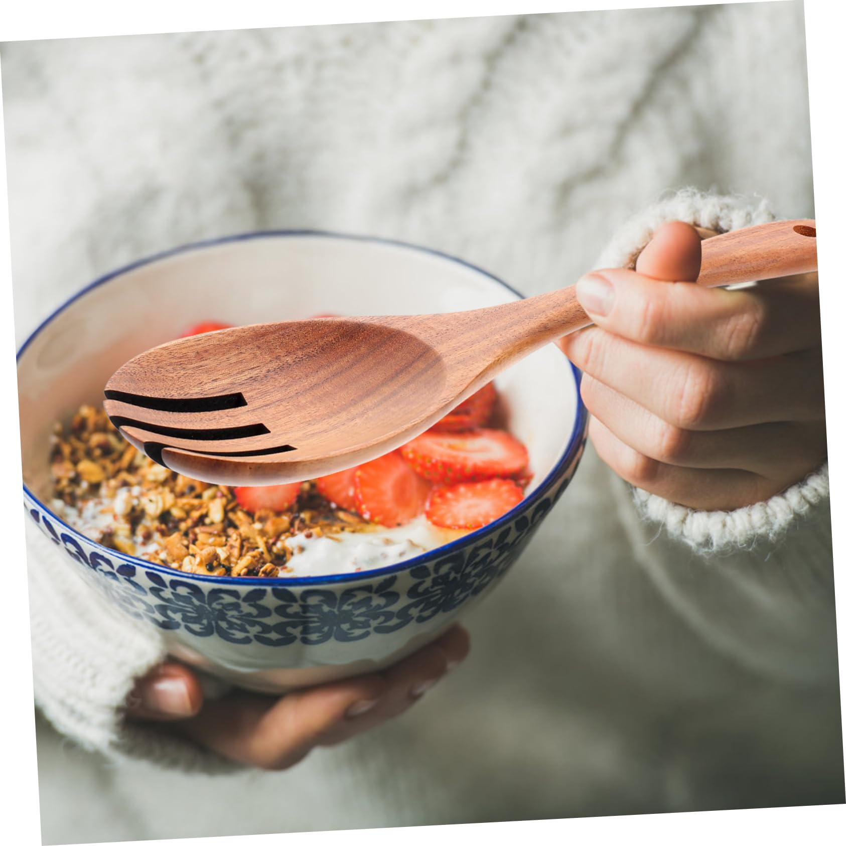 OFFSCH Salad Fork Kitchen Utensil for Serving Salad Lightweight and Portable Design Classic Wood Fork for Easy Use Any Kitchen Setting