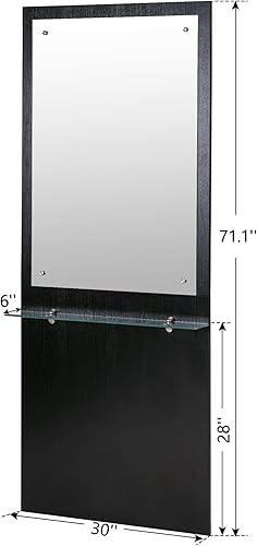 Miniatura 5 de BarberPub Estación de peluquería de montaje en pared Espejos de maquillaje Estación de peluquería Salón de belleza Equipo de spa 3016 (negro)