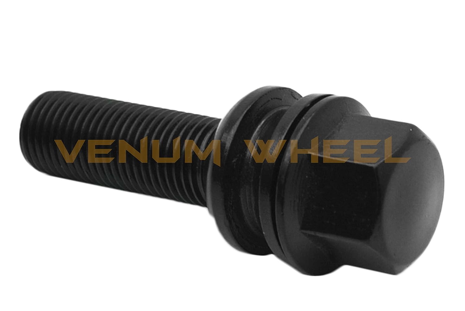 10 Pc Black Lug Bolts Compatible with Porsche Cayenne 2003-2023 | Shank Length 37mm | M14 X 1.5 Thread Size | R14 Ball Seat with Swivel Washer | 19mm Hex |