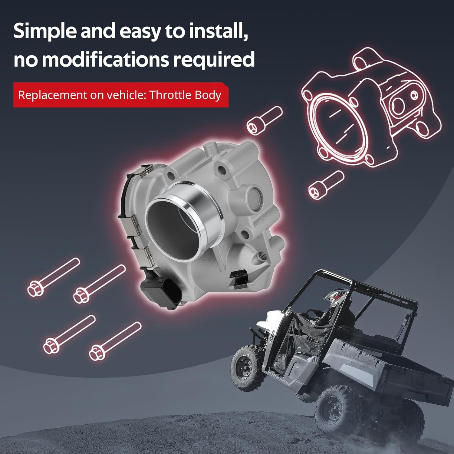 JAVIK Throttle Body 40mm Fit for Polaris Ranger ACE 500 M1400 2015-2022,OEM#1205030