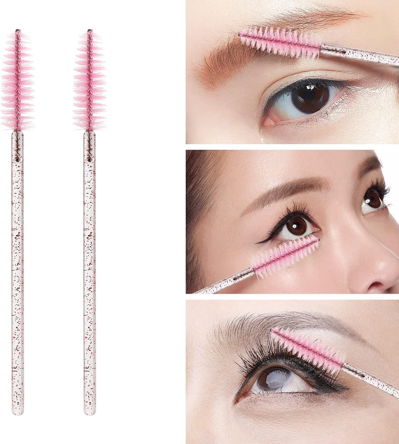 Disposable Mascara Wands, Lash Brushes with Container, Crystal Eyebrow