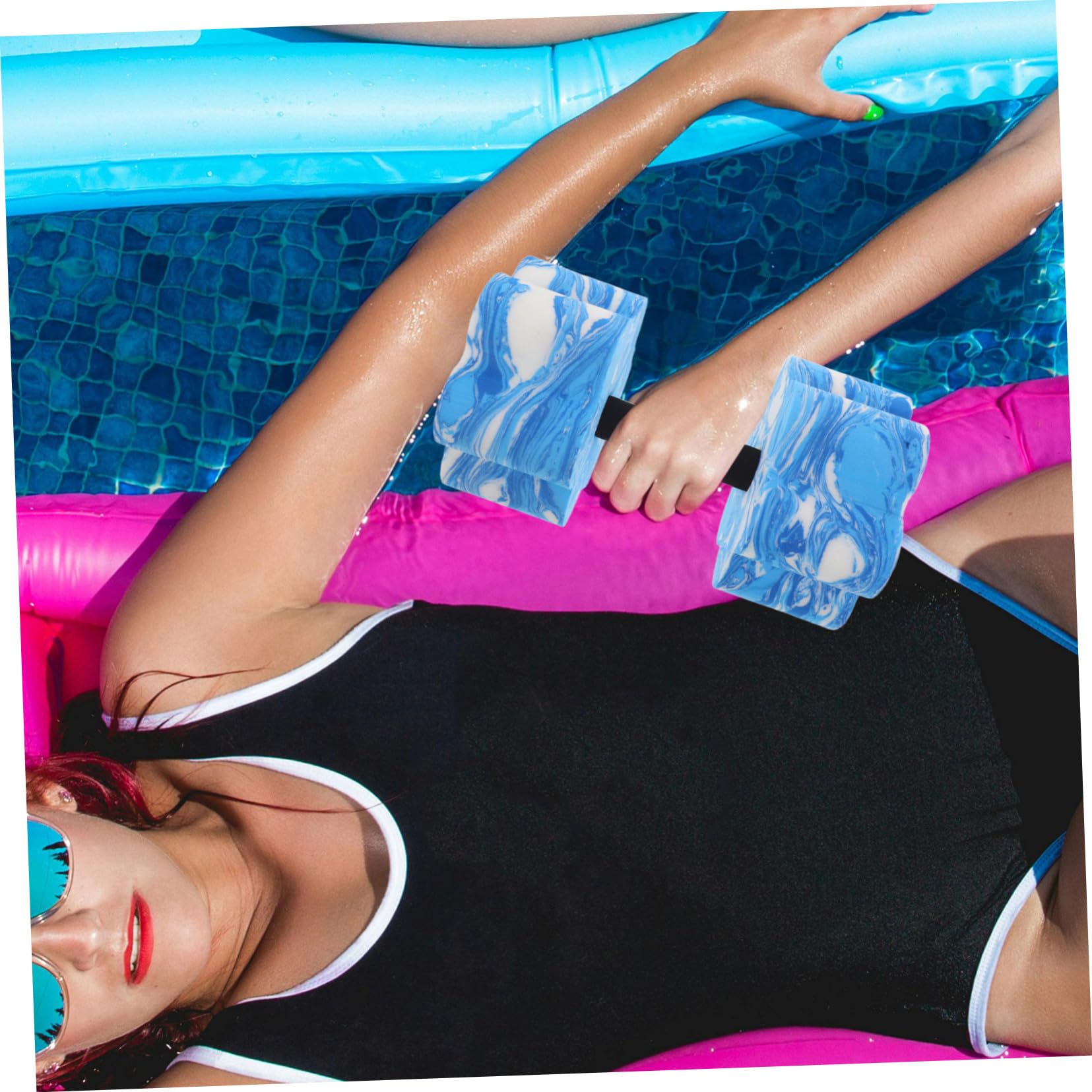 Manubri da Acqua in Eva 2 Pezzi, Pesi Subacquei Galleggianti con Impugnatura Antiscivolo, Attrezzatura Fitness per Yoga e Allenamento Ragazzo Ragazza in Piscina