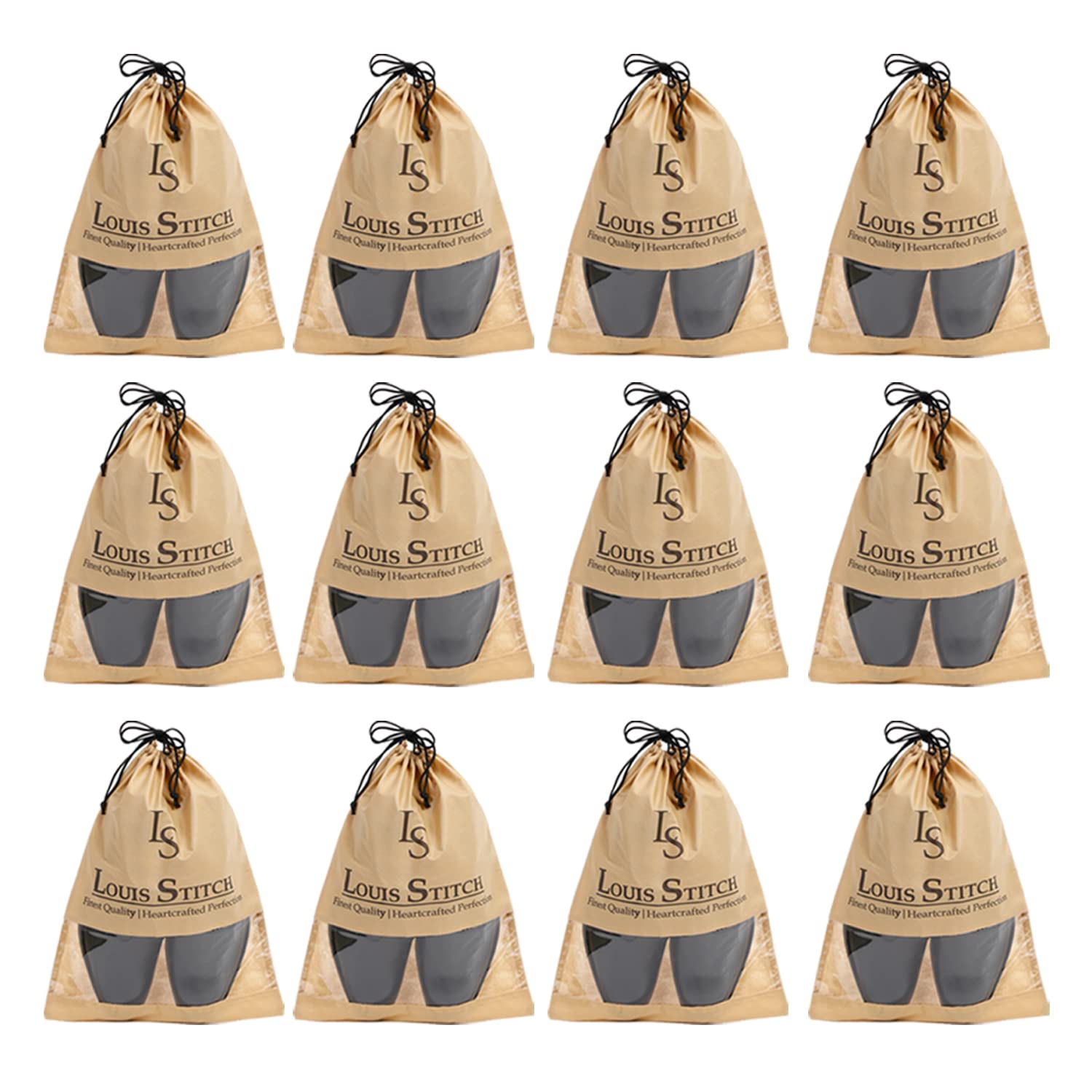 Non-Woven Shoe Bag Travel Accessories Shoes Storage Cover Waterproof String Bag's Organizer Combo for Men Women Unisex (Pack of 12) (Beige See-thru)-image-2