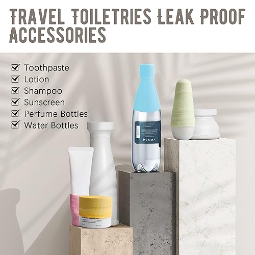 Miniatura 2 de YUBIRD 6 fundas de silicona para botellas para artículos de aseo de viaje, fundas a prueba de fugas, esenciales de crucero para mujeres y hombres,