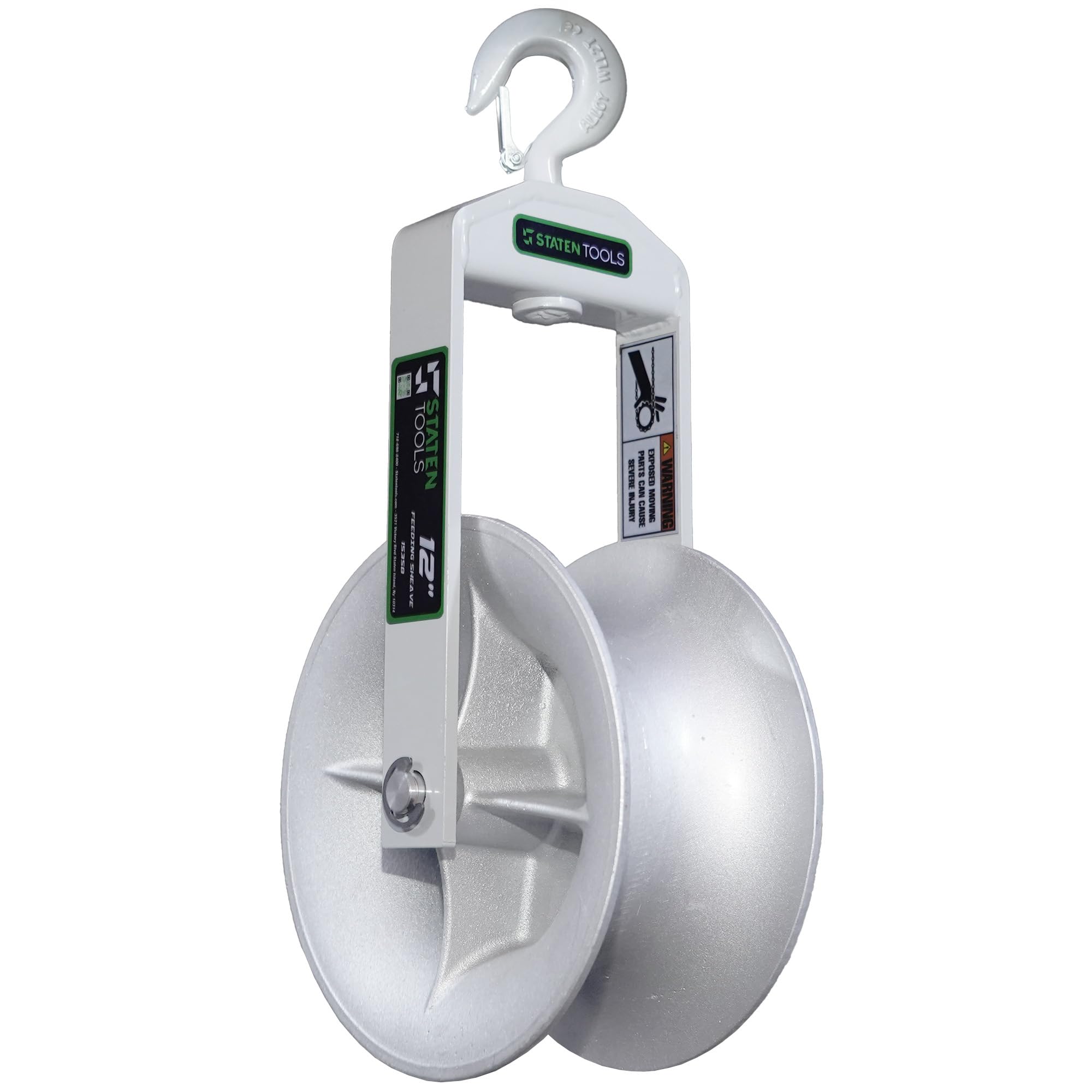 12" Diameter, Cable Puller Sheave, Hook, Wire, Rope | Capacity 6500lb for Greenlee Pullers 640,6801,6001 | Staten Tools