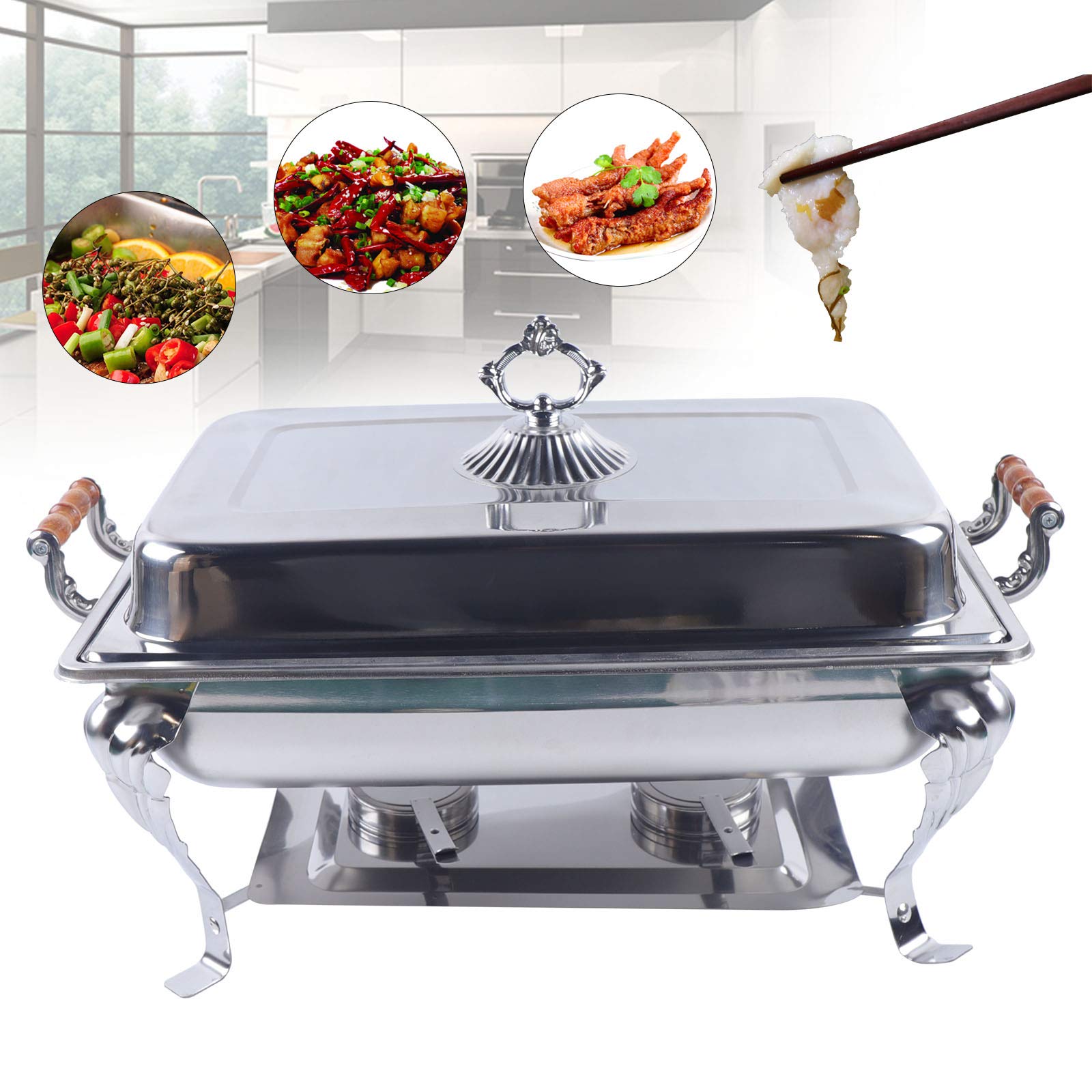 Juego de calentador de alimentos con tapa enrollable de acero inoxidable