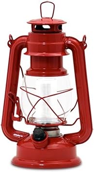Northpoint Vintage Style Red Hurricane Lantern with 12 LEDs and 150 Lumen Light Output and Dimmer switch, Battery Operated Hanging Lantern for Indoor and Outdoor Usage ,10" x 6" x 6"