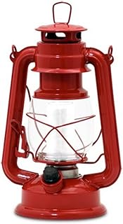 Northpoint Vintage Style Red Hurricane Lantern with 12 LED's and 150 Lumen Light Output and Dimmer switch, Battery Operated Hanging Lantern for Indoor and Outdoor Usage ,10" x 6" x 6"