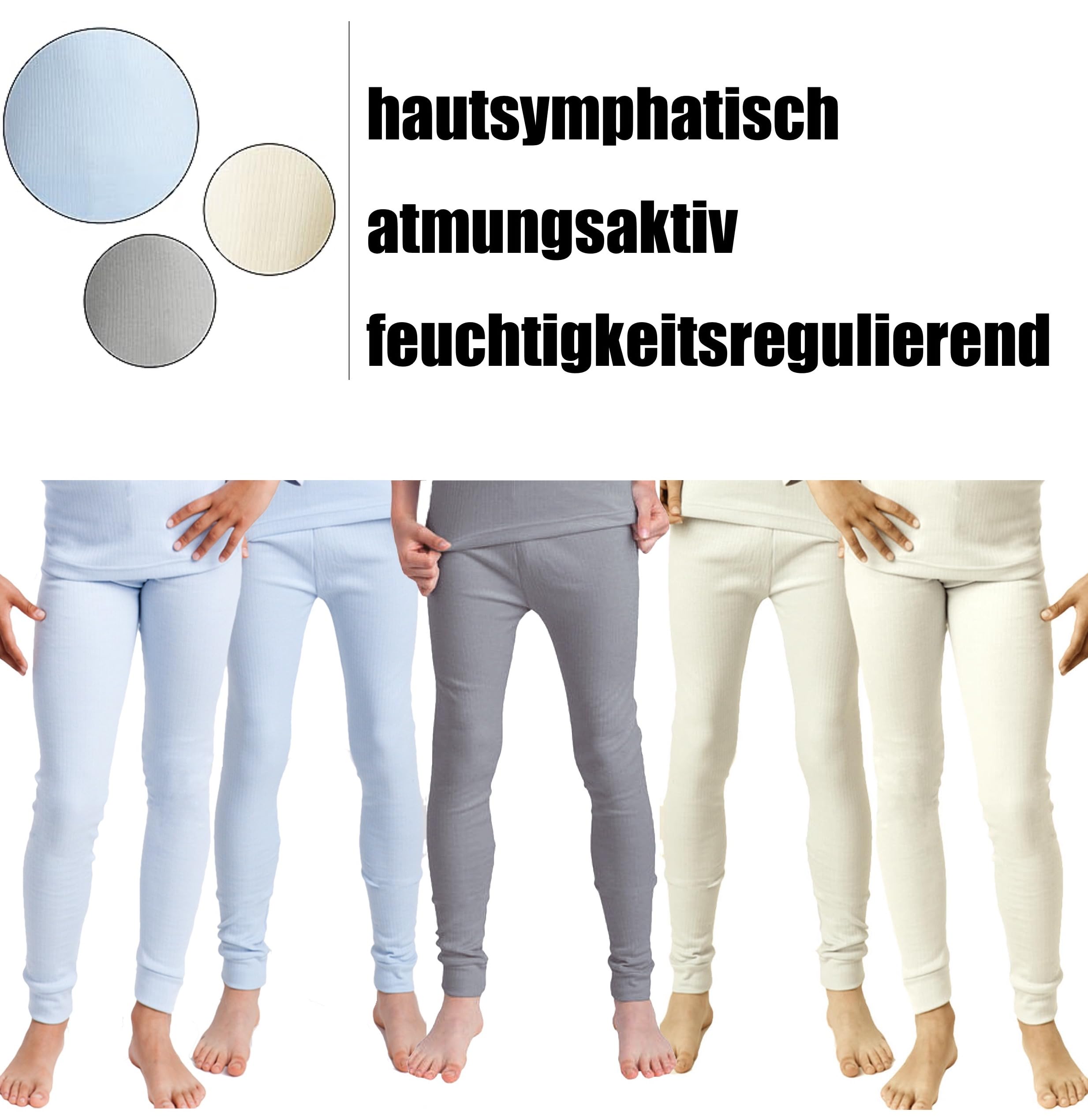 Cocain underwear 2 Stück Lange Kinder Thermounterhosen, Thermounterhemden oder Hemd/Hose-Sets für Kinder, innen angeraut, kuschelig warm, 122/128 bis 158/164